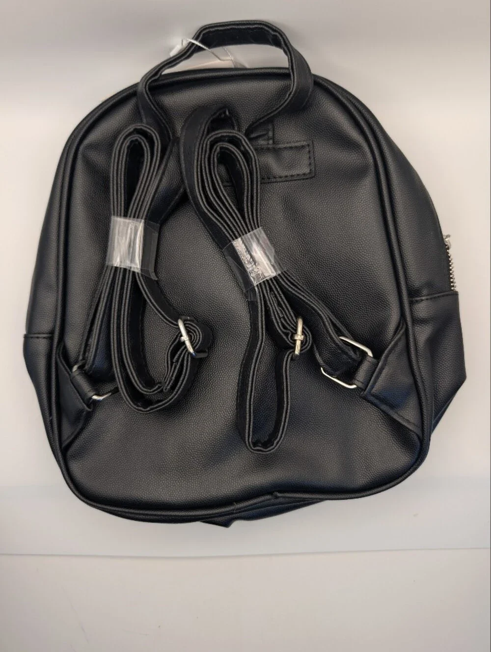 CXL by Christian Lacroix Black Pebbled Backpack Zip Top Silver Hardware